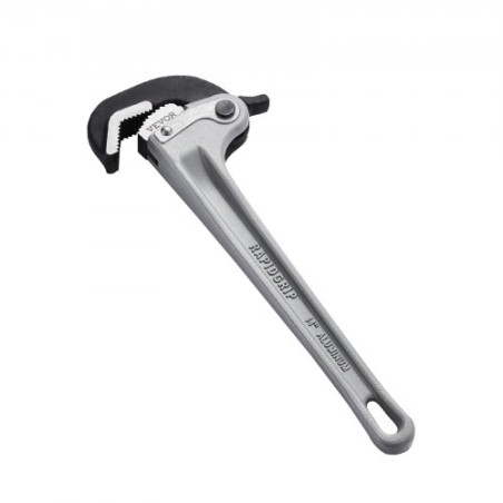 Aluminum Straight Pipe Wrench 14 in Automatic Jaw Adjustment 60CRV Jaw