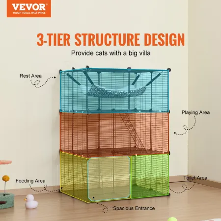 Stor 3-lags kattebur 28 x 28 x 41 "Metal Wire Playpen Catio med
