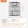 Stor 3-lags kattebur 28 x 28 x 41 "Metal Wire Playpen Catio med