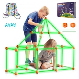 Telt Fort Building Kit til børn glød i den mørke stamkonstruktion legetøj 85p