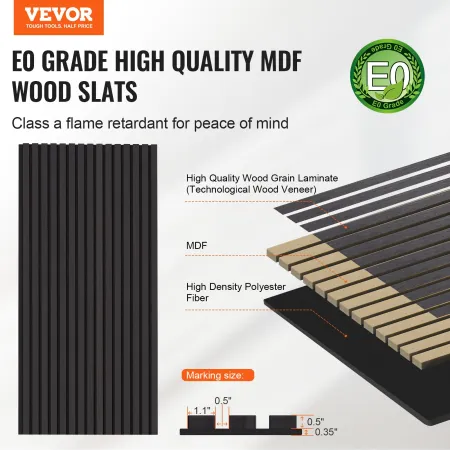Wood Slat Acoustic Panels, 23.6 x 47.2 inch, MDF Accent Wooden Wall Panels for Modern Interior Wall Decor, Faux Wood Wall Board 