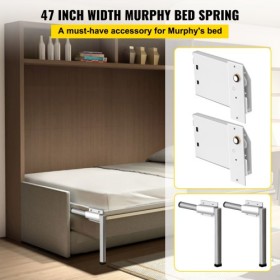 Murphy Montering Wall Springs Mechanism Heavy Duty Support Hardware DIY Kit til Queen Twin Size Seng (vandret), hvid