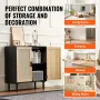 Rattan Cabinet, Rattan Storage Cabinet with 2 Magnetic Doors and Adjustable Shelves, Sideboard Buffet Cabinet for Hallway, Entry