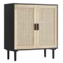 Rattan Cabinet, Rattan Storage Cabinet with 2 Magnetic Doors and Adjustable Shelves, Sideboard Buffet Cabinet for Hallway, Entry