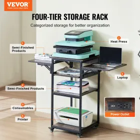 Heat Press -tabel med opladningsstation 4 Tier Movable Heat