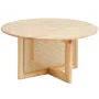 Rattan Coffee Table, Round Rattan Woven Wood Coffee Table with Rubber Wood Top, 33 in Modern Boho Circular Storage Coffee Table 