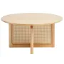 Rattan Coffee Table, Round Rattan Woven Wood Coffee Table with Rubber Wood Top, 33 in Modern Boho Circular Storage Coffee Table 