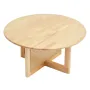 Rattan Coffee Table, Round Rattan Woven Wood Coffee Table with Rubber Wood Top, 33 in Modern Boho Circular Storage Coffee Table 