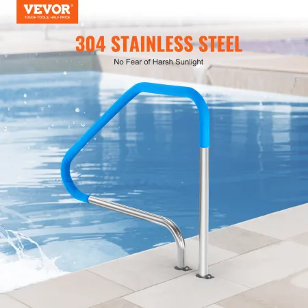 Pool Handrail,46 x 37 inch Pool Railing, Stainless Steel (Pre-built) for Indoor/Outdoor Pools,Swimming Pool Railing for Decks,Ru