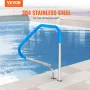 Pool Handrail,46 x 37 inch Pool Railing, Stainless Steel (Pre-built) for Indoor/Outdoor Pools,Swimming Pool Railing for Decks,Ru