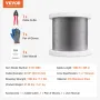 Wire Rope Kit, 1/8" 1000 ft 316 Stainless Steel Cable with Cutter and Gloves, 1600 lbs Breaking Strength, 7x7 Strands Constructi