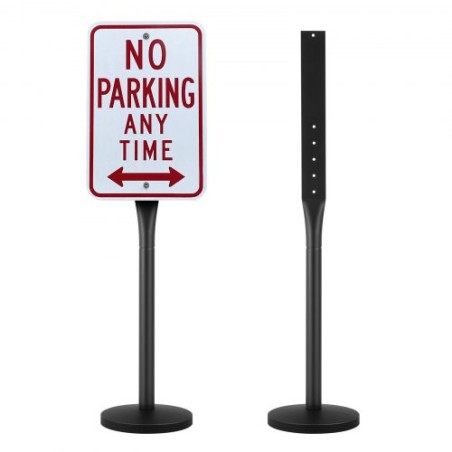 Cast Iron Sign Post 4 ft Portable U-Channel Sign Stand with Wheels Black