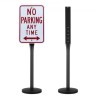Cast Iron Sign Post 4 ft Portable U-Channel Sign Stand with Wheels Black