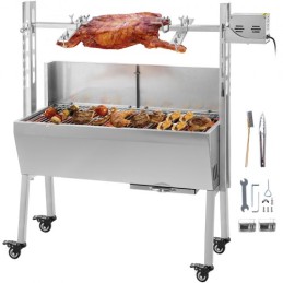 Rotisserie Grill 132 LBS BBQ Rotisserie Grill Roaster with Baffle Charcoal Spit Roast Machine 25W Charcoal Bearing Lamb Spit