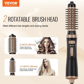 Rotating Hair Dryer Brush Hot Air Styling Brush with 1.5" and 2" Head