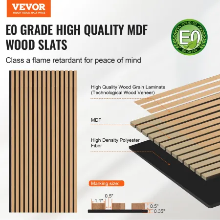Wood Slat Acoustic Panels, 23.6 x 47.2 inch, MDF Accent Wooden Wall Panels for Modern Interior Wall Decor, Faux Wood Wall Board 