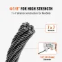 Wire Rope Kit, 1/8" 500 ft 316 Stainless Steel Cable with Cutter and Gloves, 1600 lbs Breaking Strength, 7x7 Strands Core Marine