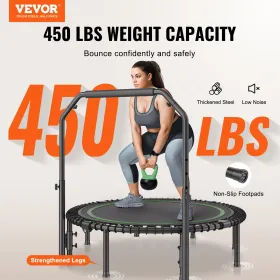 51 "Foldbar mini -fitness -trampolin Voksne udøvelse af rebounder med håndtag