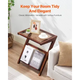 Rattan Coffee Table Z-Shaped Rattan Coffee Table 1-Tier for Living Room