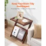 Rattan Coffee Table, Z-Shaped Rattan Woven Bamboo Coffee Table with Tempered Glass Top, 20” Modern Boho Storage Coffee Table wit