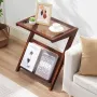 Rattan Coffee Table, Z-Shaped Rattan Woven Bamboo Coffee Table with Tempered Glass Top, 20” Modern Boho Storage Coffee Table wit