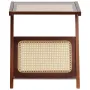 Rattan Coffee Table, Z-Shaped Rattan Woven Bamboo Coffee Table with Tempered Glass Top, 20” Modern Boho Storage Coffee Table wit