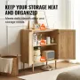 Rattan Cabinet, Rattan Storage Cabinet with 2 Magnetic Doors and Adjustable Shelves, Sideboard Buffet Cabinet for Hallway, Entry