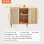 Rattan Cabinet, Rattan Storage Cabinet with 2 Magnetic Doors and Adjustable Shelves, Sideboard Buffet Cabinet for Hallway, Entry