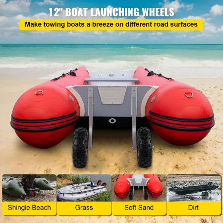 Boat Launching Wheels, 30.5 cm Boat Transom Launching Wheel, 226.8 kg Loading Capacity Inflatable Boat Launch Wheels, Aluminium 