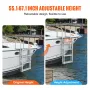 Dock Ladder, Retractable 4 Steps, 350 lbs Load Capacity, Aluminum Alloy Pontoon Boat Ladder with 55.1''-67.1'' Adjustable Height
