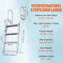 Dock Ladder, Retractable 4 Steps, 350 lbs Load Capacity, Aluminum Alloy Pontoon Boat Ladder with 55.1''-67.1'' Adjustable Height