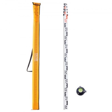 Measuring Rod 5M Metric Telescopic Grade Rod CM/MM w/ Bubble Level & Bag