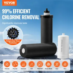 2.25G Gravity-fed Water Filter Countertop System Stainless Steel 4 Filters