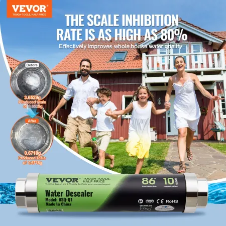 Whole House Salt Free Descaler, Physical Scale Descaler for City Water, 18 GPM Whole House Water Descaler for All Kinds of Plumb