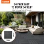 Interlocking Deck Tiles, 54 Pack,12"x12" 54 sq. ft Plastic Waterproof Outdoor Flooring All Weather Use, Patio Floor Decking Cove