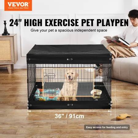 Hund Playpen 4 paneler sammenfoldelig metal hundeøvelse pen med