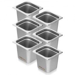 6 Pack 1/6 Size Hotel Pans Steam Table Pan Stainless Steel 6" Deep