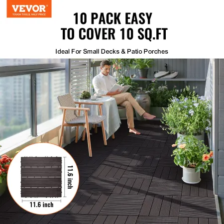 Interlocking Deck Fliser 10 PAKK 12 "X12" Vandtæt til Porch