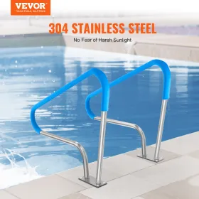 Pool Handrail 2 PCS 48x36in Stainless Steel with Base Plate for Spas
