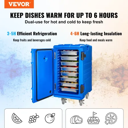 Insulated Food Pan Carrier, 127 Qt Hot Box for Catering, Food Box Carrier with Double Buckles, Front Loading Food Warmer with Ha