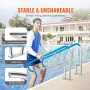 Pool Handrail, 55 x 32 inch Pool Railing, Stainless Steel with Base Plate for Indoor/Outdoor Pools,Swimming Pool Safety Railing 