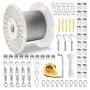 Wire Rope Kit, 1/8" 100 ft 304 Stainless Steel Cable with 124 Accessories, 1600 lbs Breaking Strength, 7x7 Strands Construction 