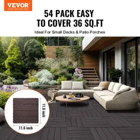 Interlocking Deck Fliser 54 Pack 12 "X12" Vandtæt til Porch Mark Brown