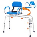 Sliding Tub Transfer Bench Shower Chair with 360 Degree Swivel Seat 330LBS