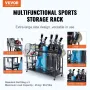 Golf Storage Garage Organizer, 3 Golf Bag Stand Holder and Other Sports Equipment Storage Rack, Rolling Ball Cart on Wheels, Out