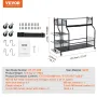 Golf Storage Garage Organizer, 3 Golf Bag Stand Holder and Other Sports Equipment Storage Rack, Rolling Ball Cart on Wheels, Out