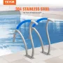 Pool Handrail, 2 PCS 30x30 in Pool Railing, Stainless Steel with Base Plate for Indoor/Outdoor Pools,Swimming Pool Safety Railin
