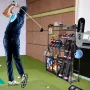 Golf Storage Garage Organizer, 2 Golf Bag Storage Stand Holder and Other Sports Equipment Storage Rack, Outdoor Steel Ball Cart,