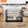 Dog Playpen, 4 Pcs 24 x 36 in Panels Foldable Metal Pet Exercise Pen, Dog Fence Indoor and Outdoor Pen with Door and 600D Oxford