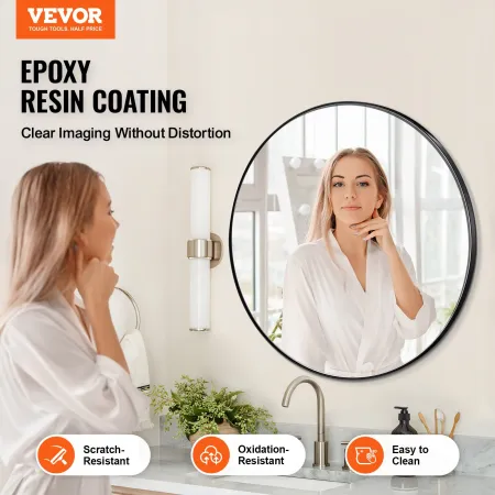 Wall Mounted Makeup Mirror, 0.15" Thick, 30 in Mirror with Aluminium Alloy Frame & Explosion-Proof Film, Scratch-Resistant Mirro